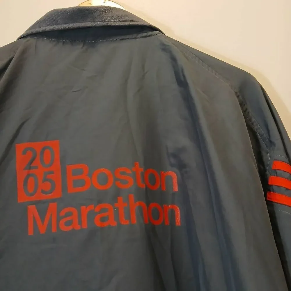 Adidas Boston marathon vintage mens 2xl windbreaker running jacket gray red